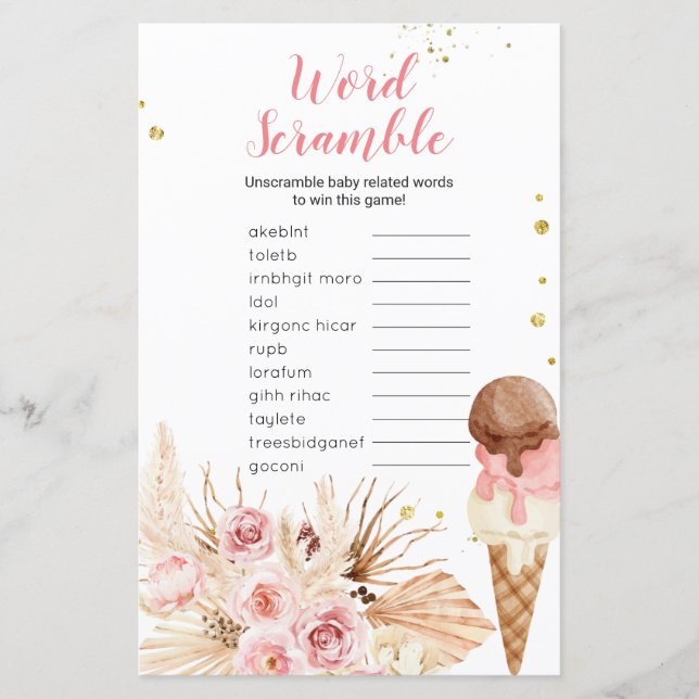 Mot Rubrique Jeu Boho Pampas Grass crème glacée (Devant)