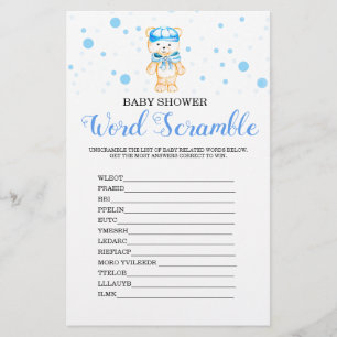 Mot Scramble Blue Boy Baby shower Jeu