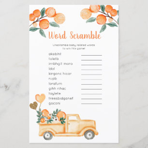 Mot Scramble Jeu Citrus orange Vintage Camion