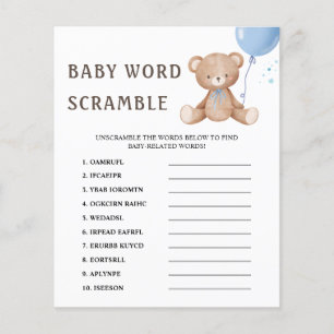 Mot Scramble Teddy Bear Baby shower Jeu