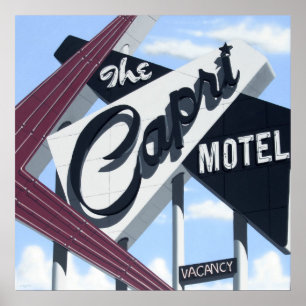 Motel Capri sur la Route 66 Poster Retro Neon