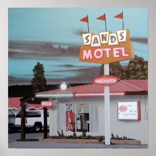 Motel Sands sur la Route 66 Poster Retro Neon