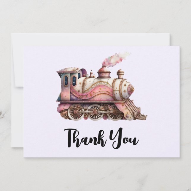 Moteur de train rose Vintage Steampunk Merci (Devant)