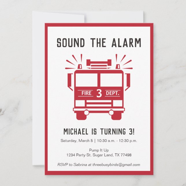 Moteur d'incendie ou camion d'incendie Invitation  (Devant)