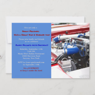 Moteur Masculine Anniversaire Fête Invitation