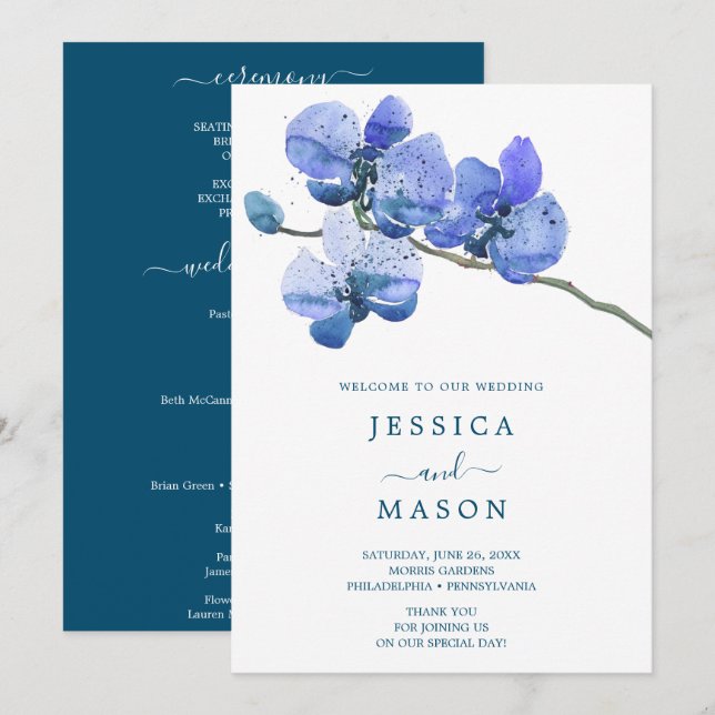 Moth Orchid Wedding Programme (Devant / Derrière)