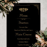 Moth victorienne Élégant menu Mariage gothique<br><div class="desc">Faites de votre mariage non traditionnel spécial avec des menus gothiques mariages personnalisables. Parfait pour un mariage d'Halloween ou un mariage d'Halloween, ce design mystique avec des symboles de papillon de nuit laissera vos invités sans voix. Si vous êtes un couple qui aime les tatouages, l'esthétique mariage rock and roll,...</div>