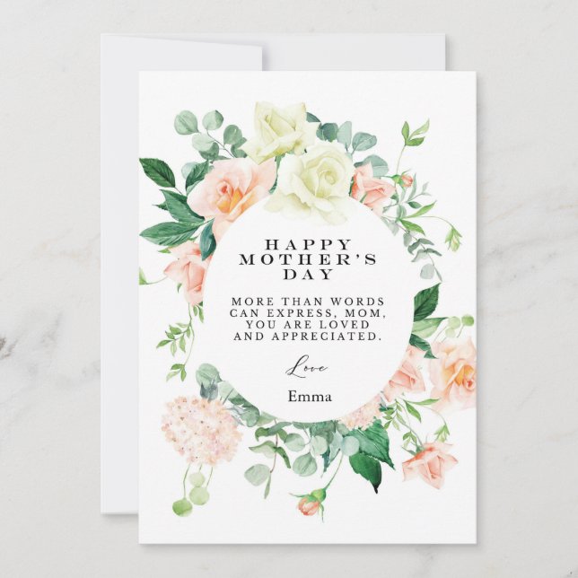 mother day cards floral elegant (Devant)