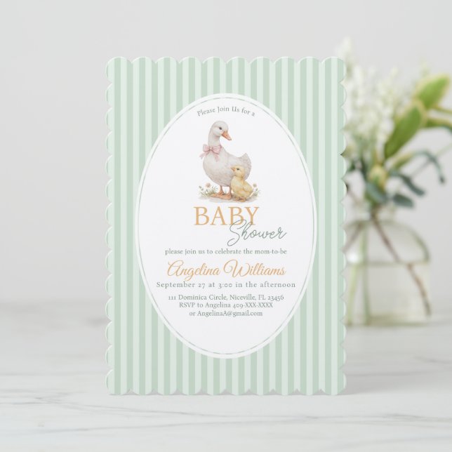Mother Goose and Gosling Baby Shower Invitation (Debout devant)