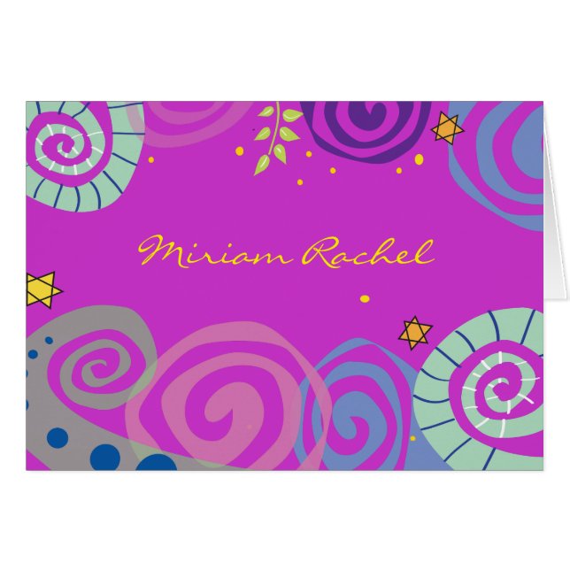 MOTHER NATURE SWIRL Bat Bar Mitzvah Thank You Card (Devant Horizontal)