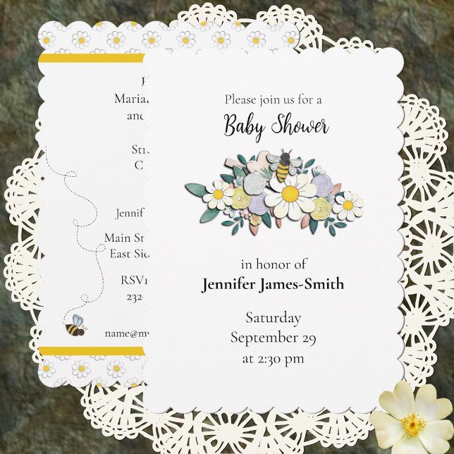 Mother-to-Bee Baby Shower Invitation White (Créateur téléchargé)