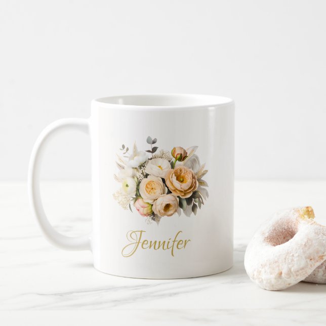 Mother's Day Floral Mug Personalized Gift (Avec donut)