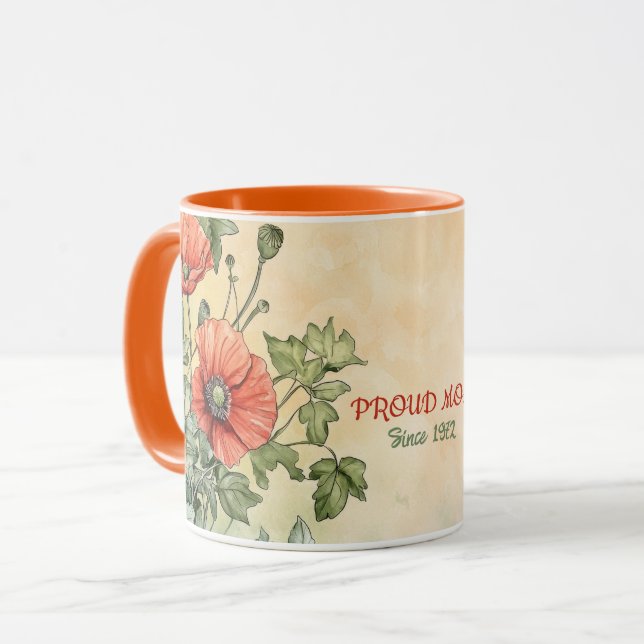 Mother's Day Mug Text "MOM" "Since 1972" (Devant gauche)