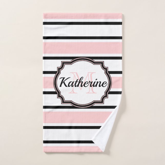 Motif à bandes roses (Serviette à main)