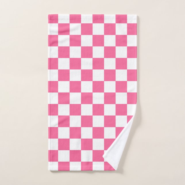 Motif à carreaux à damier rose et blanc (Serviette à main)