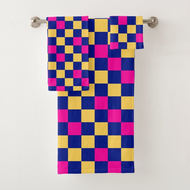 Motif à carreaux bleu jaune rose  (En situation)