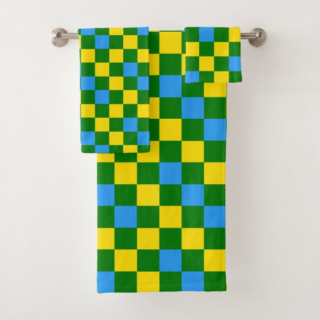 Motif à carreaux bleu jaune vert  (En situation)