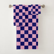 Motif à carreaux bleu marine et rose clair