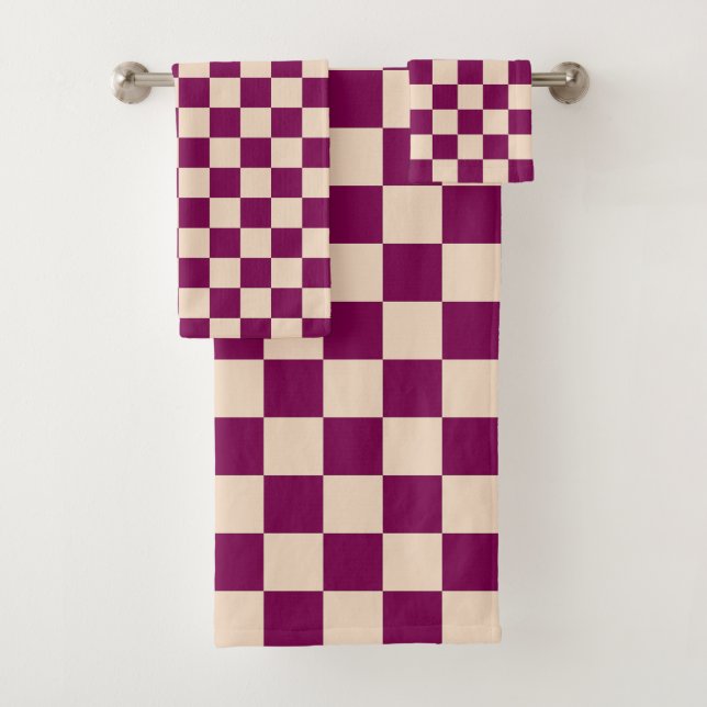 Motif à carreaux bordeaux et beige (En situation)