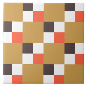 Motif à carreaux brun doré et corail