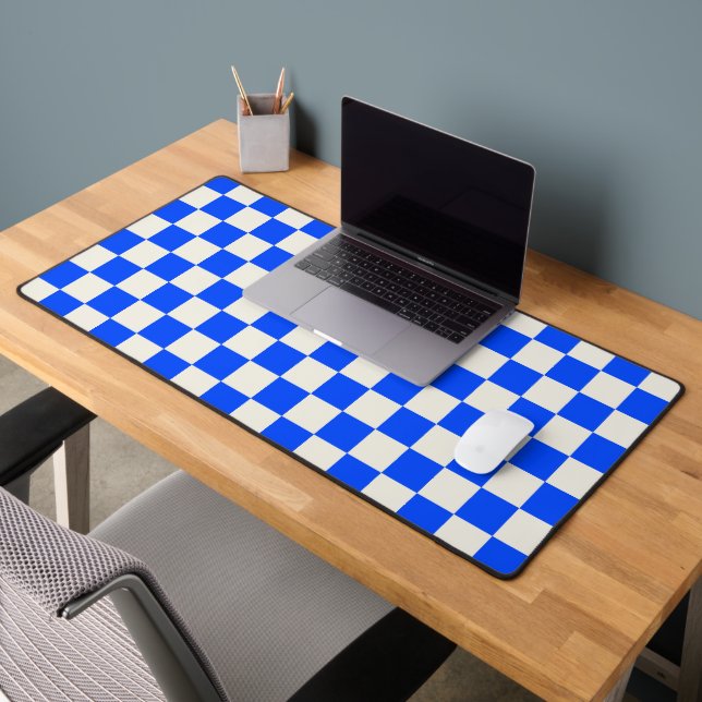Motif à carreaux cobalt et crème (Bureau 2)