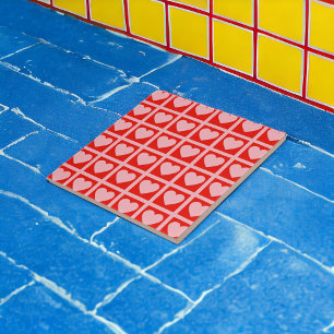 Motif à carreaux cœur rouge rose rétro Y2K
