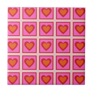 Motif à carreaux de cœur rétro vintage rose Y2K 