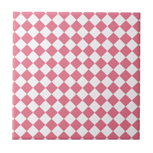 Motif à carreaux diamant rose blanc (Devant)