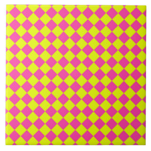 Motif à carreaux diamant rose jaune