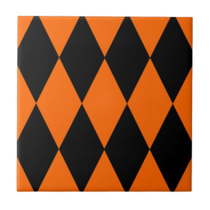 Motif à carreaux diamants Harlequin noir orange