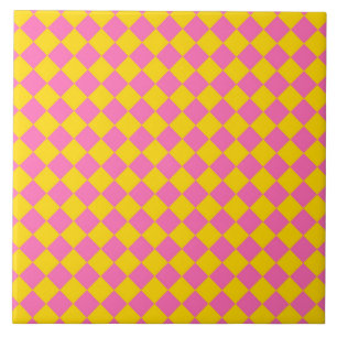 Motif à carreaux en diamant Harlequin rose jaune