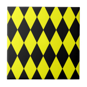 Motif à carreaux en diamants Harlequin noir jaune