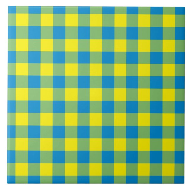 Motif à carreaux et à losanges bleu jaune vert (Devant)