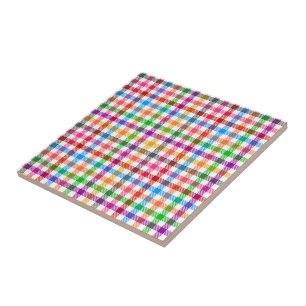 Motif à carreaux gingham arc-en-ciel coloré - Blan