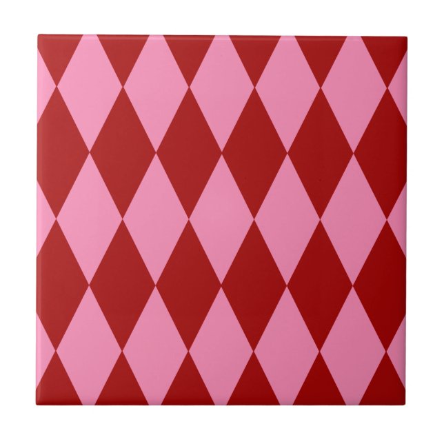 Motif à carreaux Harlequin rose rouge  (Devant)