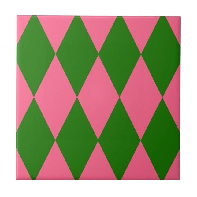 Motif à carreaux Harlequin vert rose  (Devant)