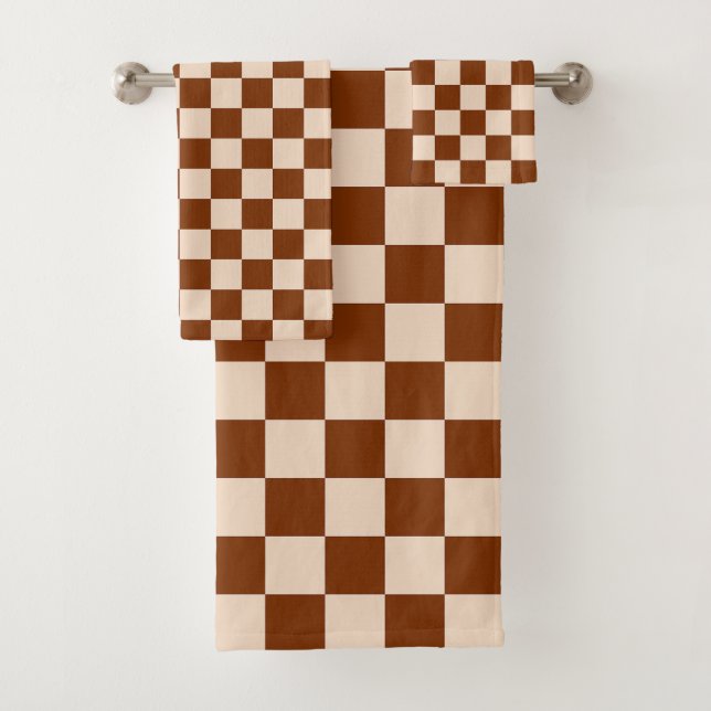 Motif à carreaux marron rouille et beige (En situation)