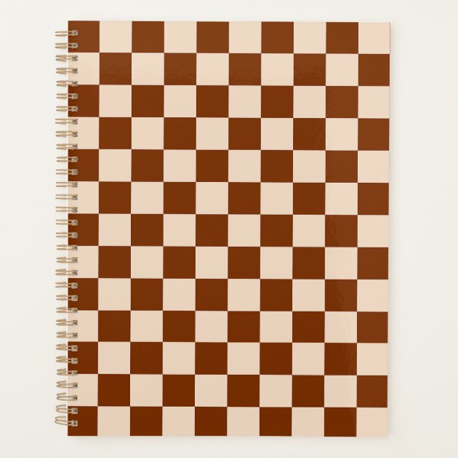 Motif à carreaux marron rouille et beige (Devant)