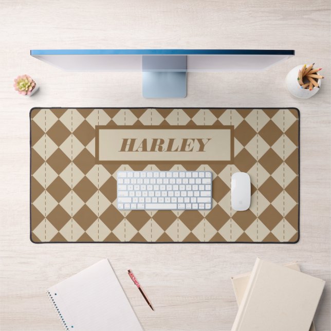 Motif à carreaux marron vintage (Bureau 1)