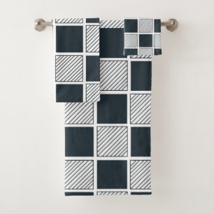 Motif à carreaux noir et blanc bleu marine