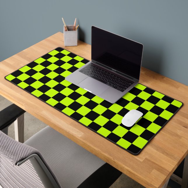 Motif à carreaux noir et vert acide (Bureau 2)