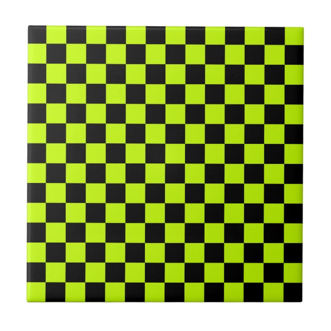 Motif à carreaux noir et vert acide (Devant)