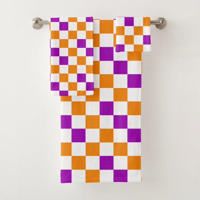 Motif à carreaux orange blanc et violet  (En situation)