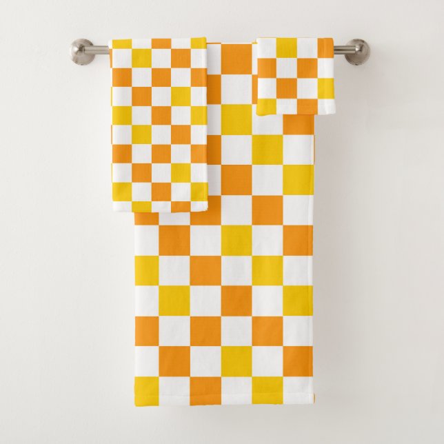 Motif à carreaux orange blanc jaune  (En situation)
