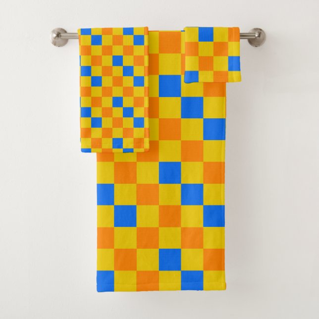 Motif à carreaux orange jaune et bleu  (En situation)