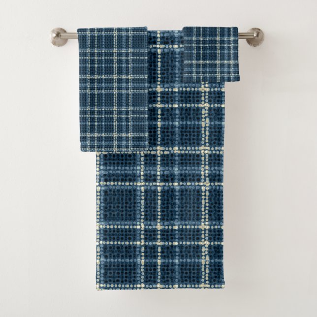 Motif à carreaux pointillés. Gris-bleu. (En situation)