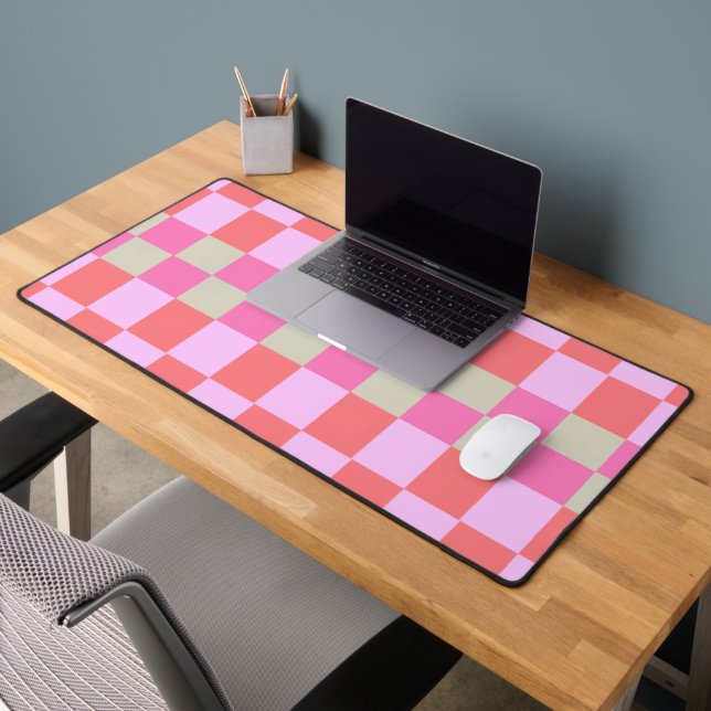 Motif à carreaux rétro beige et rose (Bureau 2)