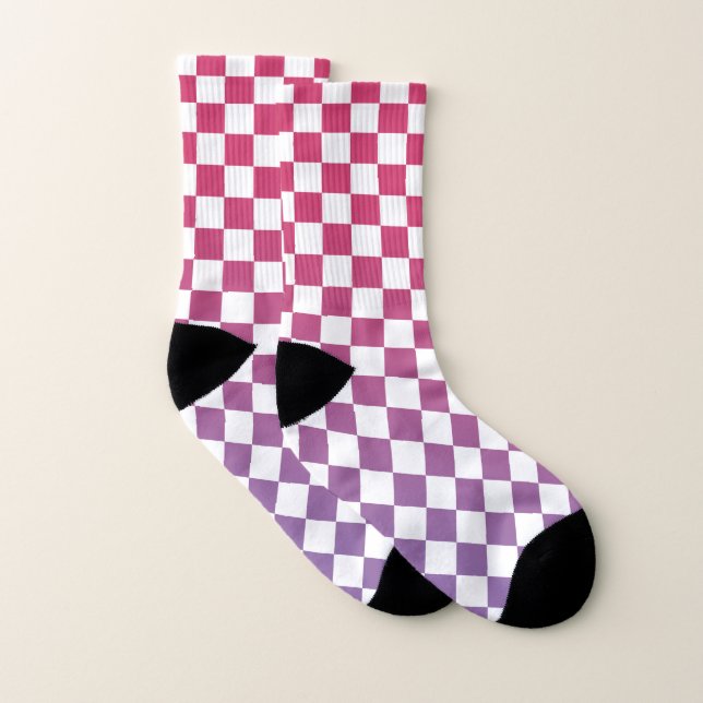 Motif à carreaux rose à violet et blanc (Paire)