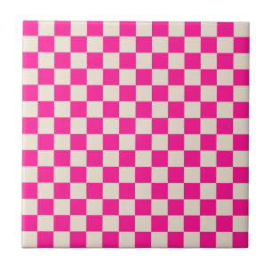 Motif à carreaux rose vif et beige