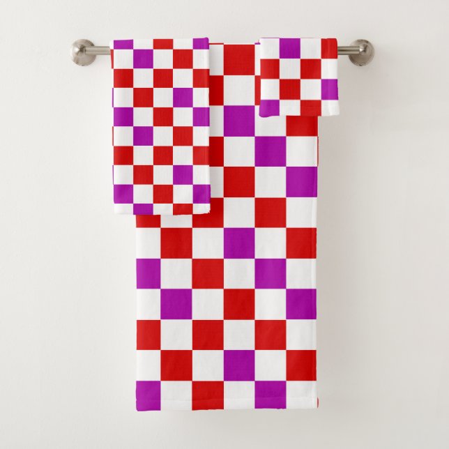 Motif à carreaux rouge blanc et violet  (En situation)